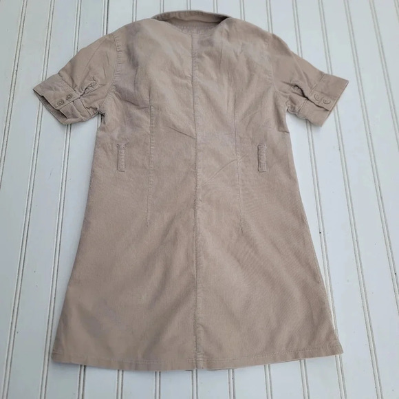 VTG Old Navy Girls Beige Short Sleeve Curderoy Button Up Dress Lightweight Sz 5 - Picture 3 of 7